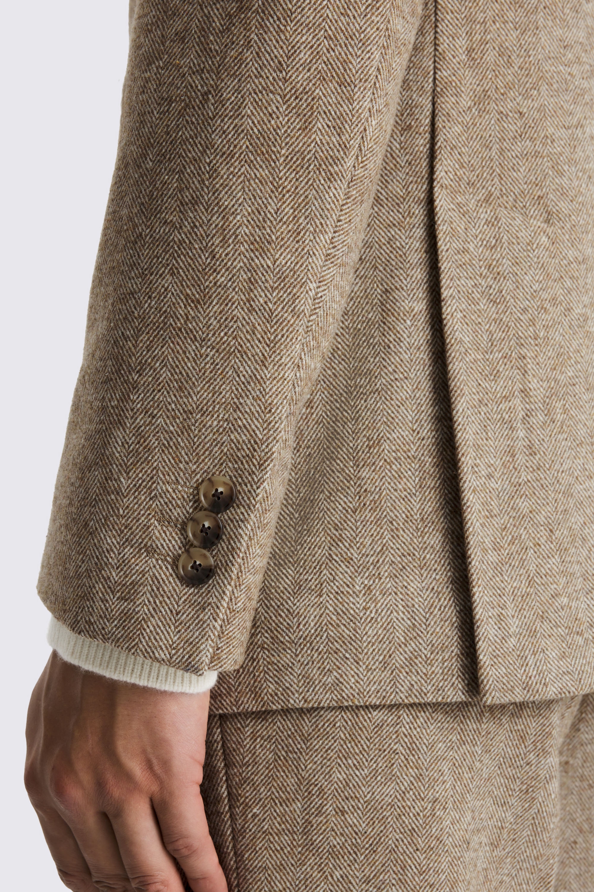Relaxed Fit Gold Tweed Herringbone Suit